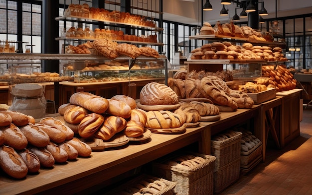 Délices fraîchement sortis du four une section boulangerie IA générative