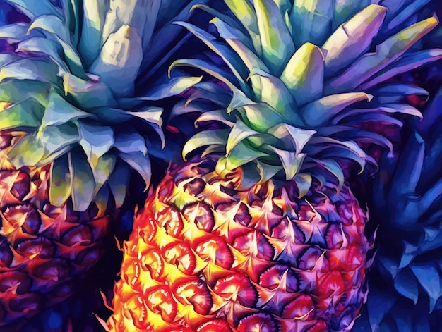 Une délicieuse aquarelle représentant un ananas