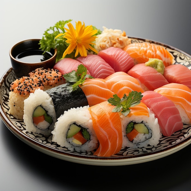 Une délicieuse assiette de sushi
