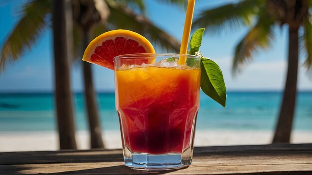 Photo une délicieuse boisson au bord de la plage