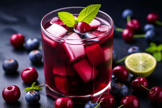 Une délicieuse boisson aux cerises et aux bleuets.