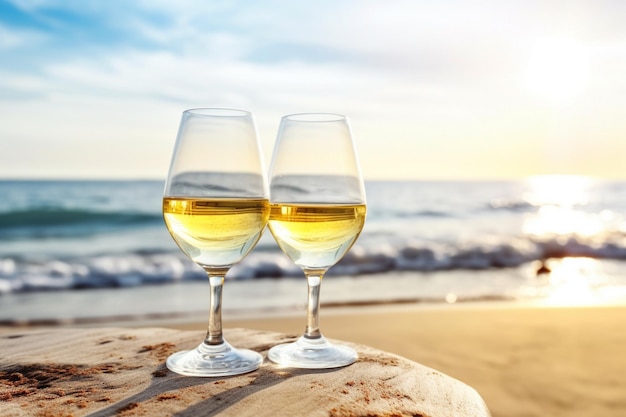 Une délicieuse bouteille de vin sur la plage