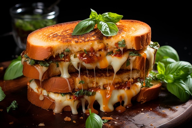 délicieuse bruschetta italienne avec tomates fraîches, fromage basilic et basilic