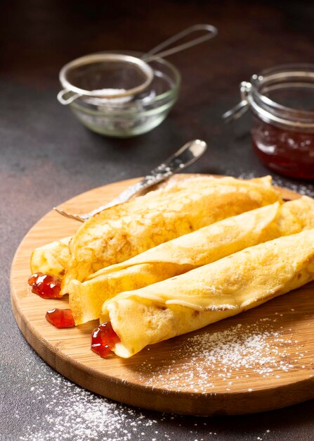 délicieuse crêpe d'hiver confiture haute vue