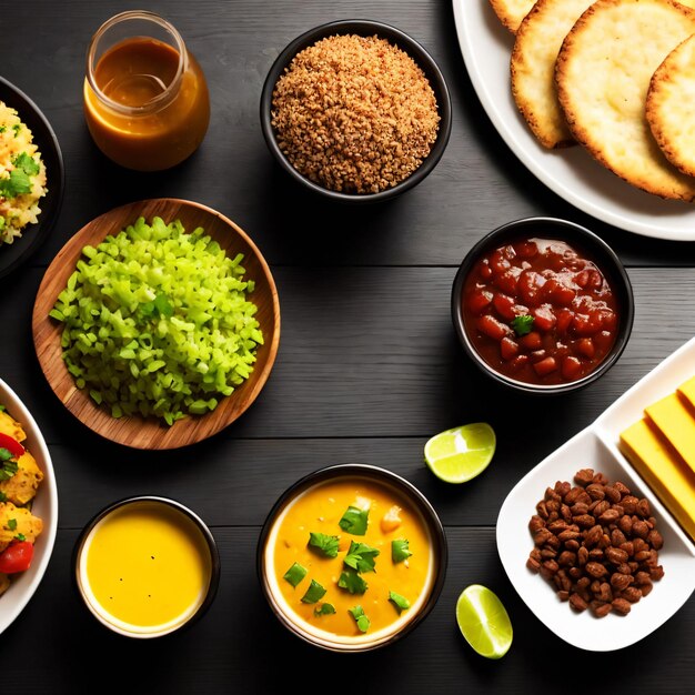 Délicieuse cuisine brésilienne sur une table en bois noire image générée par ai