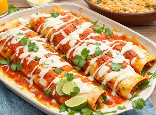 Une délicieuse cuisine mexicaine d'enchiladas