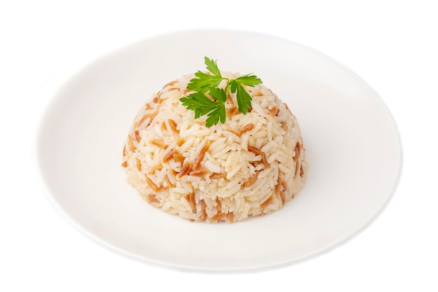 Délicieuse cuisine turque traditionnelle; Riz pilaf à la turque (nom turc; Arpa sehriyeli pirinc pilavi)