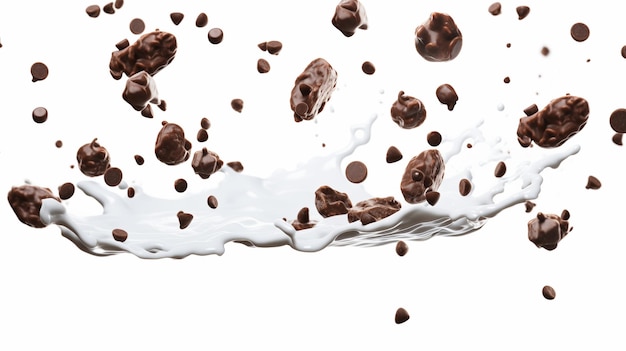 Photo une délicieuse éclaboussure de chocolat et de lait capturée dans midair