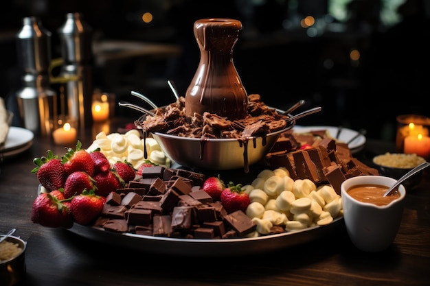 Délicieuse fontaine à fondue au chocolat