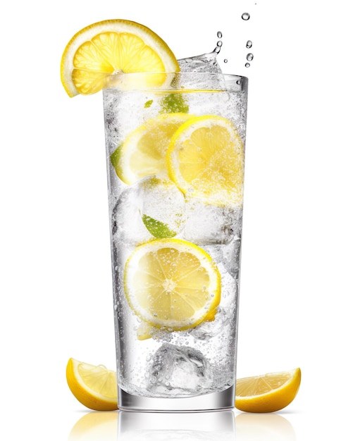 Délicieuse limonade au jus de citron vert dans un verre isolé sur fond blanc