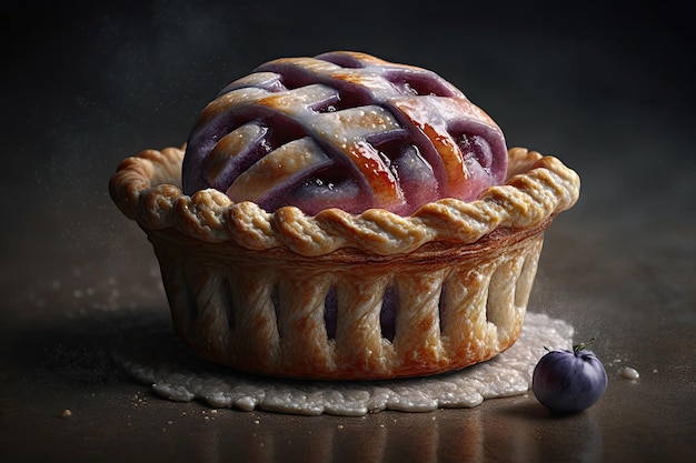 Délicieuse mini tarte aux prunes avec glaçage au sucre sur le dessus