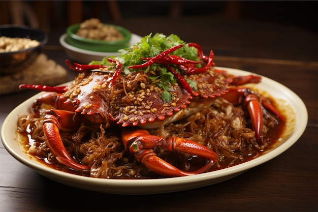 une délicieuse nourriture chinoise frite avec du piment