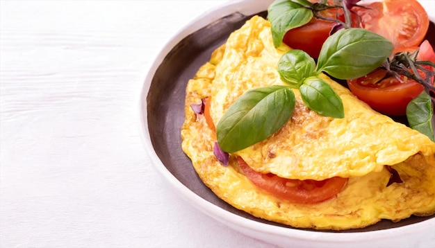 Photo une délicieuse omelette avec des légumes biologiques frais