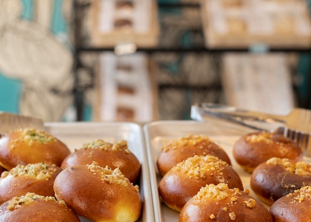 Photo délicieuse pâtisserie sur plateau