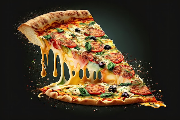 Délicieuse pizza italienne Tranche de pizza au fromage et aux légumes