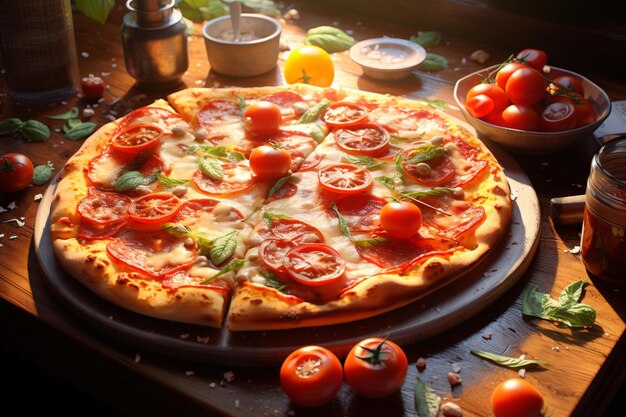 Une délicieuse pizza servie sur la table.