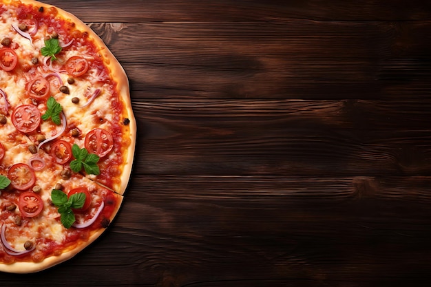 Photo une délicieuse pizza sur une table en bois