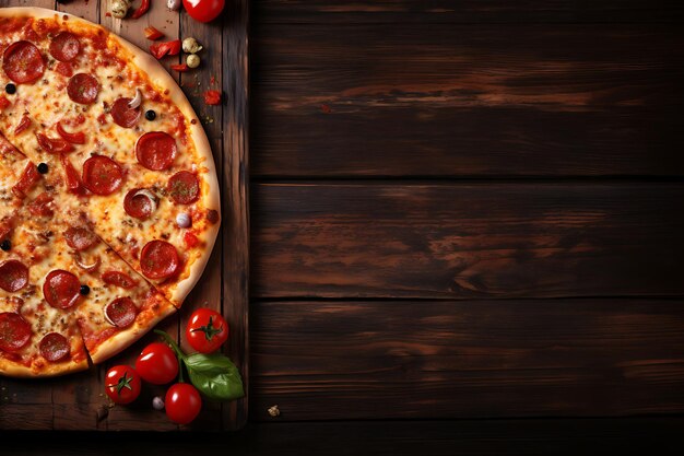 Photo une délicieuse pizza sur une table en bois