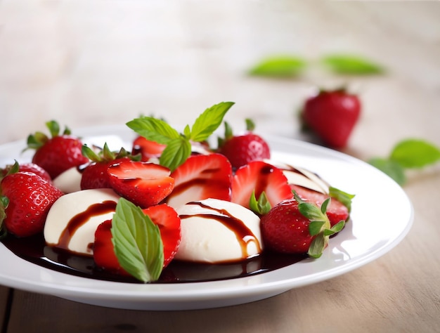 Délicieuse salade d'été aux fraises et mozzarella Salade caprese aux fraises Generative AI