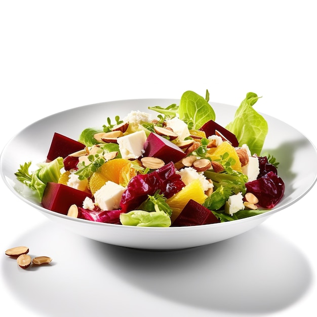 Une délicieuse salade avec des fruits et du fromage