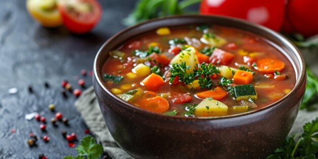 Photo une délicieuse soupe de légumes ia générative