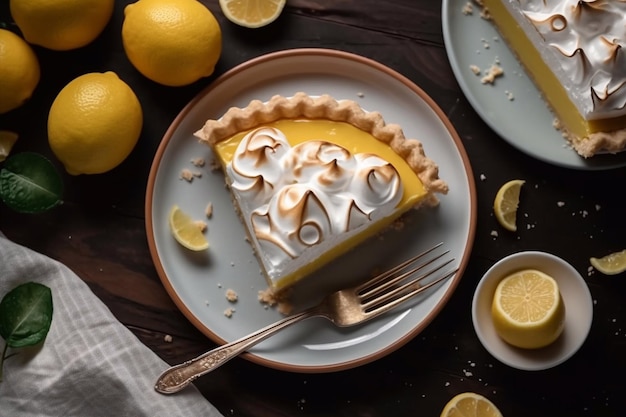 Photo délicieuse tarte au citron meringuée maison generative ai