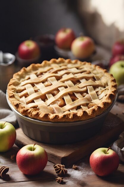 Photo une délicieuse tarte aux pommes sur une table