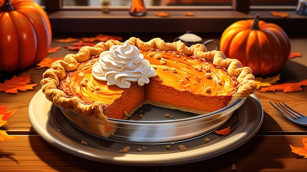 Photo une délicieuse tarte à la citrouille faite maison pour le jour de thanksgiving.