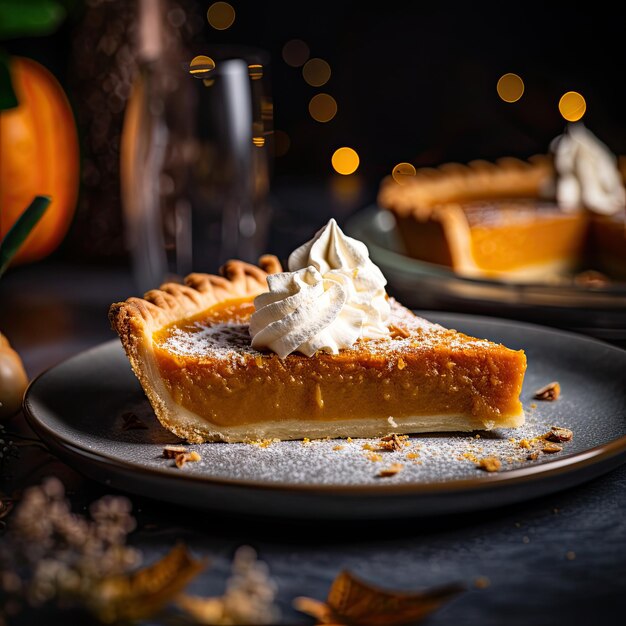 Photo une délicieuse tarte à la citrouille pour le dîner de thanksgiving.