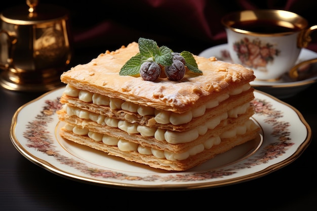 Photo délicieuse tarte à la crème au beurre sur une assiette