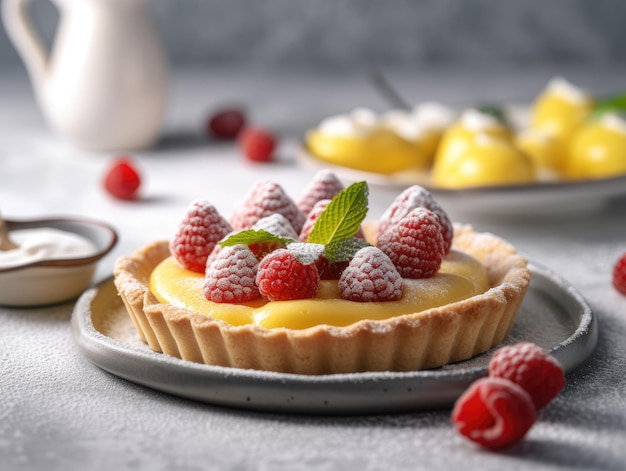 Délicieuse tarte à la crème au citron faite maison Generative AI