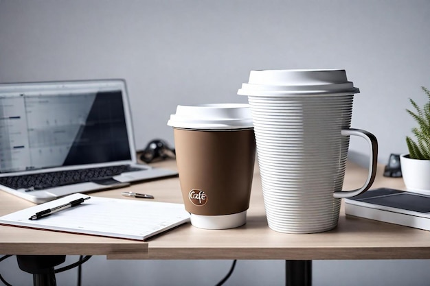 Photo une délicieuse tasse de café sur le bureau