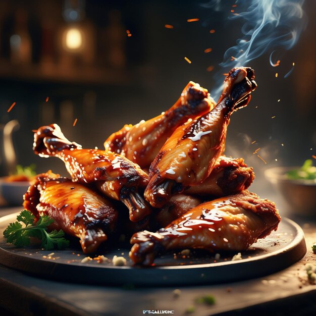 De délicieuses ailes de poulet au barbecue sont un apéritif populaire pour griller ou cuire des ailes de poulet croustillantes