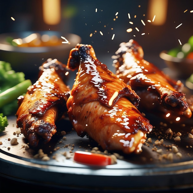 De délicieuses ailes de poulet au barbecue sont un apéritif populaire pour griller ou cuire des ailes de poulet croustillantes