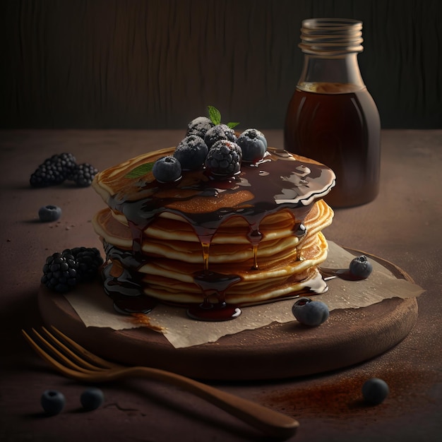 De délicieuses crêpes aux fruits frais et au miel dégoulinant