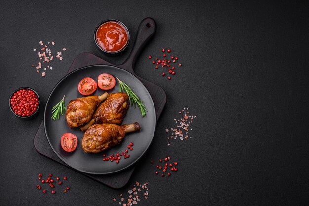 Délicieuses cuisses de poulet grillées aux épices et herbes à la sauce teriyaki