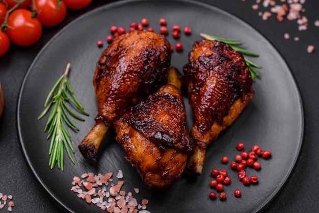 Délicieuses cuisses de poulet grillées aux épices et herbes à la sauce teriyaki