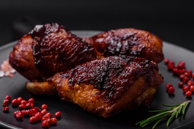 Délicieuses cuisses de poulet grillées aux épices et herbes à la sauce teriyaki