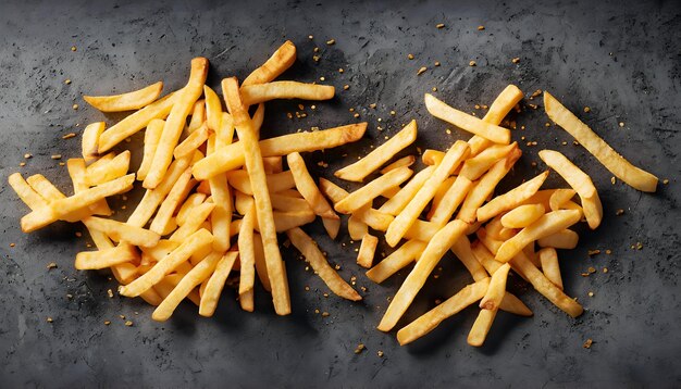 De délicieuses frites croustillantes sur du béton moderne