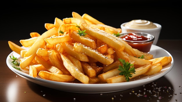 Délicieuses frites sur fond blanc