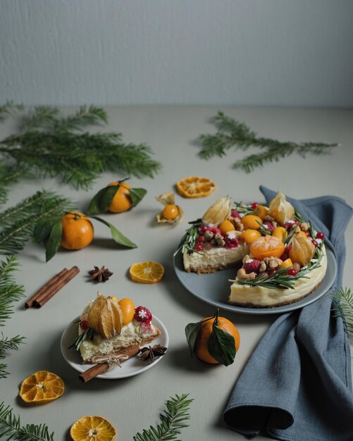 Délicieuses pâtisseries aux mandarines sur la table