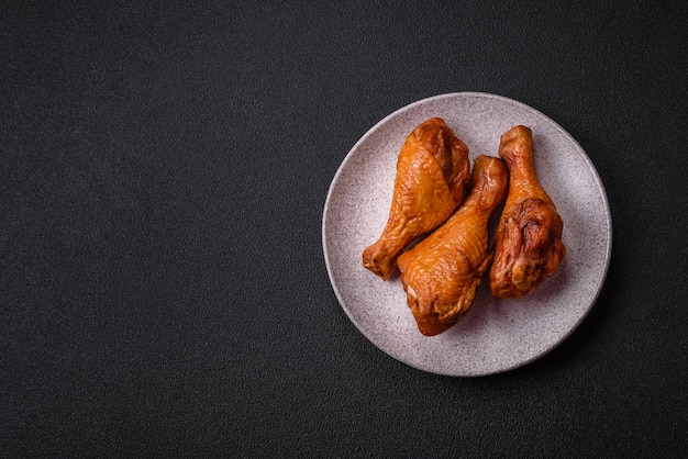 De délicieuses pattes de poulet cuites au gril avec des épices salées et des herbes