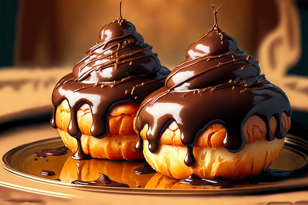 Délicieuses profiteroles fondantes à la crème et au chocolat