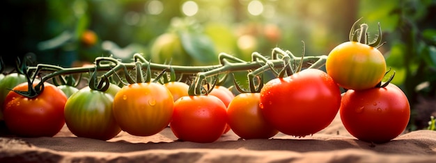 Délicieuses tomates mûres dans un jardin pittoresque Generative AI