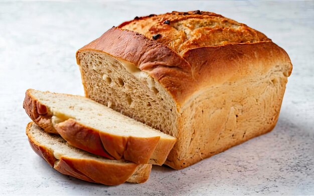 Photo délicieuses tranches de pain maison isolées sur un fond blanc poli avec un concept de pain maison