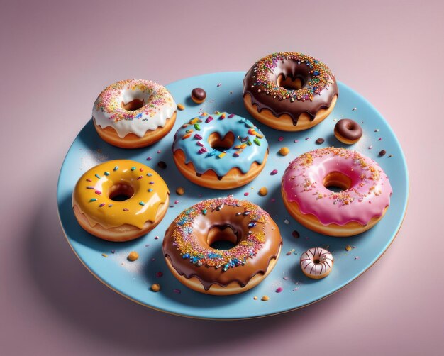 Photo un délicieux assortiment de beignets avec des éclaboussures colorées parfait pour les sites de boulangerie, les blogs alimentaires et