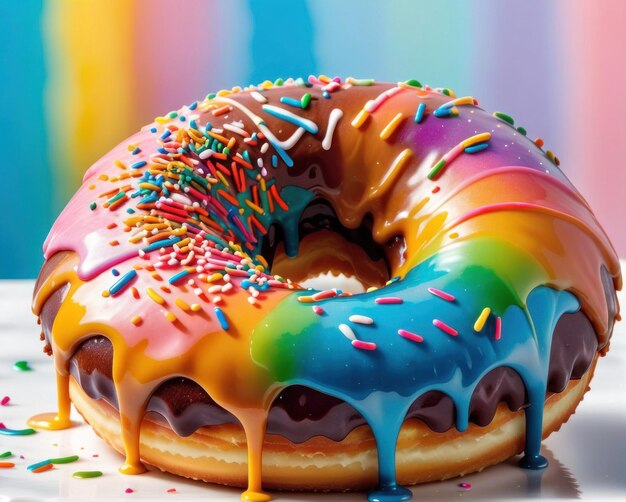 Photo un délicieux assortiment de beignets avec des éclaboussures colorées parfait pour les sites de boulangerie, les blogs alimentaires et