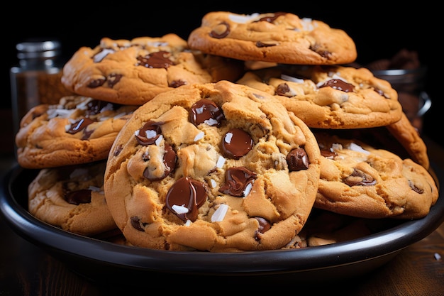 Délicieux biscuits au chocolat sur fond noir