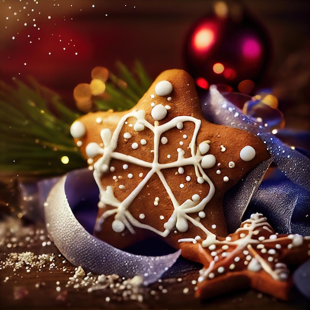 Délicieux biscuits de Noël faits maison et autres friandises de Noël vue rapprochée