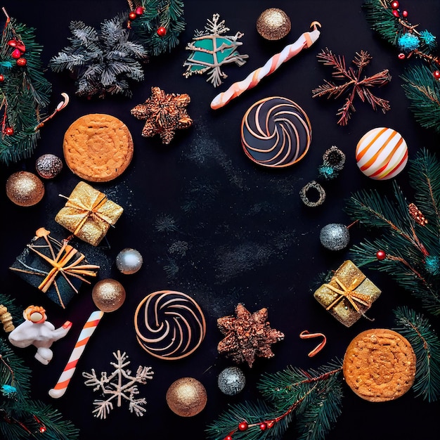 Délicieux biscuits de Noël faits maison et autres friandises de Noël vue rapprochée